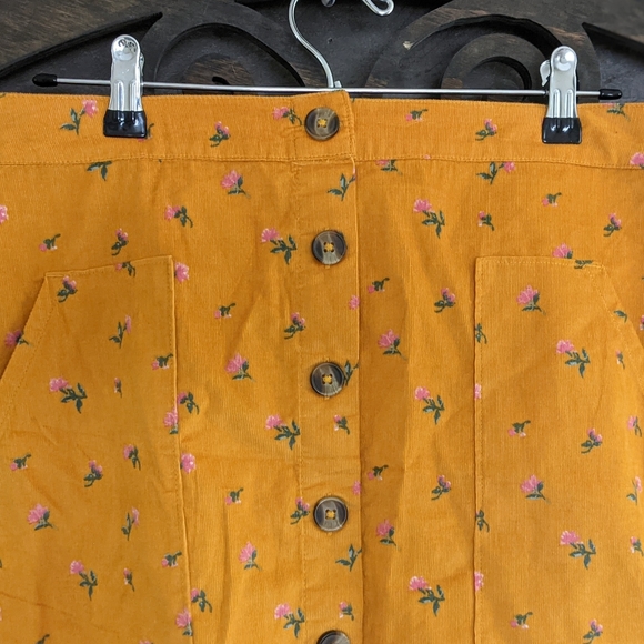 Corduroy Floral Mini Skirt Honeycore Garden Hipster Grunge Cottagecore - Picture 7 of 14